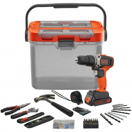 aku lööktrell BCKSB02 18Volt Li-Ionen Akku 1,5Ah hoiukarp 62-osaline tarvikukomplekt, oranž/must
