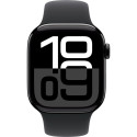 Apple Watch Series 10, Smartwatch (black (glossy), aluminum, 42 mm, black sport band S/M, cellular)