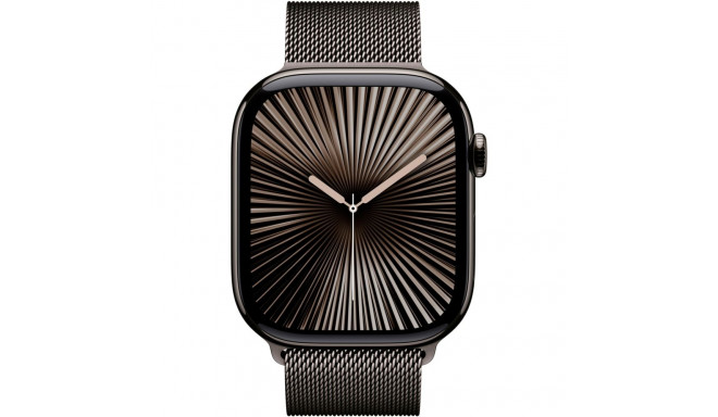 Apple Watch Series 10, Smartwatch (slate, titanium case, 46 mm, Milanese strap slate S/M, cellular)
