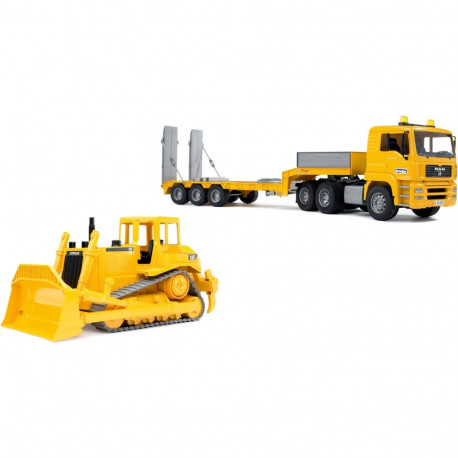 bruder MAN TGA low loader with Cat bulldozer, model vehicle