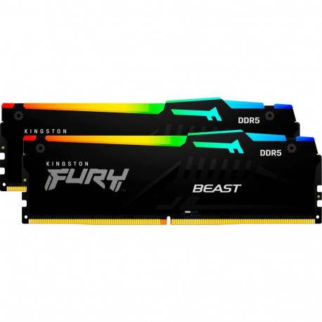 DIMM 64 GB DDR5-6400 (2x 32 GB) Dual-Kit (schwarz, KF564C32BBEAK2-64, FURY Beast RGB, INTEL XMP, AMD