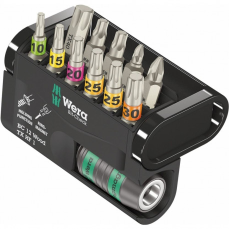 Wera Bit-Check 12 Wood TX HF 1, bit set (12 pieces, 1/4", holding function, in plastic folding box)