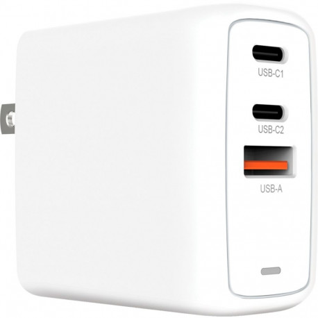 GaN laadija 67W 1x USB-A, 2x USB-C PD, Charge 3.0, valge