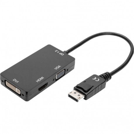 3in1 Adapter/Konverter DisplayPort > DisplayPort + HDMI + DVI + VGA (schwarz, 20cm)