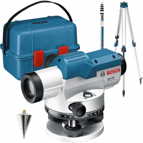 Bosch optical level GOL 32 G Professional, with construction tripod (blue, case, unit of measurement