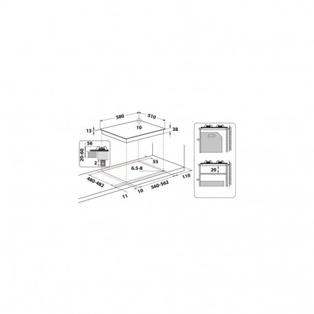 Whirlpool TGML 661 IX R Stainless steel Built-in 58 cm Gas 4 zone(s)
