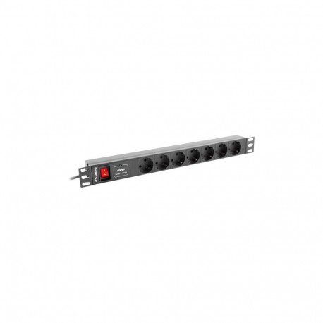 Lanberg 19" 1U 10A 2M 7x Schuko pistikupesadega toitejaotur PDU-07F-0200-IEC-BK