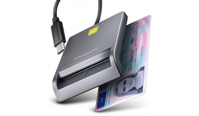 AXAGON CRE-SM3TC, USB-C FlatReader identifitseerimiskaardi lugeja, kaabel 1.2 m