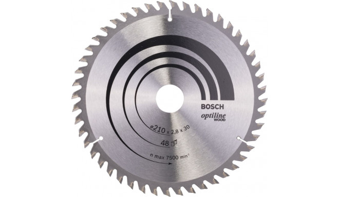 Bosch circular saw blade Optiline Wood,  210mm, 48Z (bore 30mm, for hand-held circular saws)