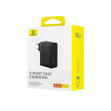 Seinalaadija GaN5 Pro 160W USB + 2xUSB-C QC4+ PD3.1 koos USB-C 1m kaabliga, must