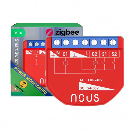 Nous B3Z ZigBee Smart Switch Module 2 channels, with Power Meter