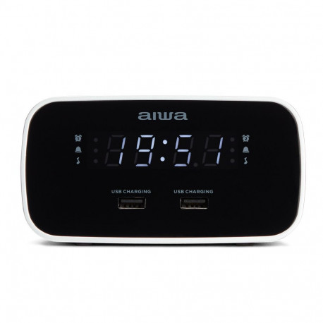 Alarm Clock Radio with 2xUSB Charging Ports, Black
