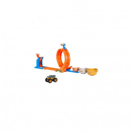 Hot Wheels Monster Trucks Loop-And-Flip Trophy Challenge Playset &amp; Die-Cast Bigfoot Toy Truc