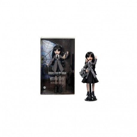 Monster High Wednesday Collectible Doll, Wednesday Addams in Nevermore Academy Uniform with Thing