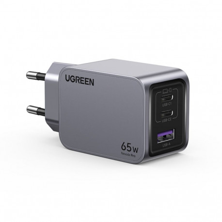 Ugreen Nexode Pro, USB + 2x USB-C, 65W + USB-C kaabel 1,5 m must