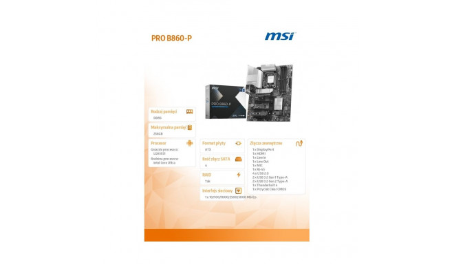 Motherboard PRO B860-P s1851 4DDR5 ATX