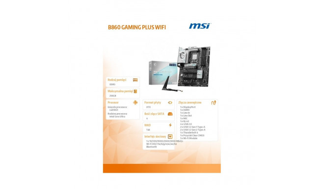 Motherboard B860 GAMING PLUS WIFI s1851 4DDR5 ATX