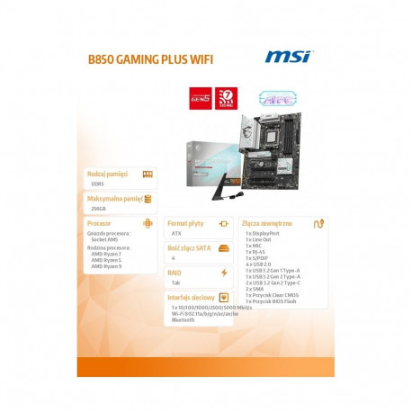 Motherboard B850 GAMING PLUS WIFI7 AM5 4DDR5 ATX