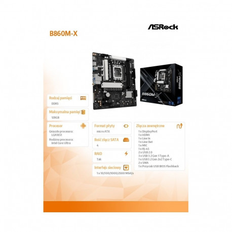 Emaplaat B860M-X s1851 2DDR5 mATX