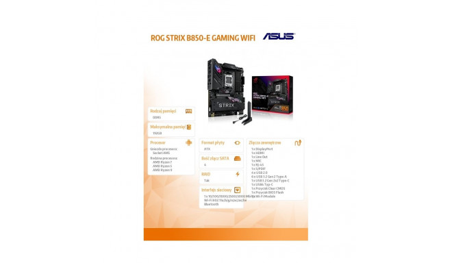 Motherboard ROG STRIX B850-E GAMING WIFI