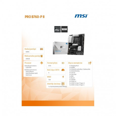 PRO B760-P II S1700 4DDR5 DP/HDMI ATX emaplaat