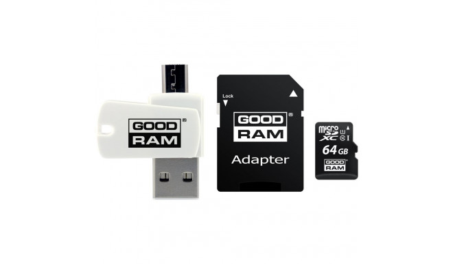 GoodRam All in One MicroSDXC Card 64 GB Class 10 UHS-I/U1 (M1A4-0640R12)