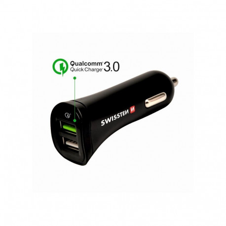 Swissten Quick Charge 3.0 Car charger 12 / 24V / 2.4A / 18W + Micro USB Cable 1.5m