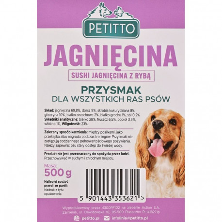 PETITTO Sushi Lamb with fish - dog treat - 500g