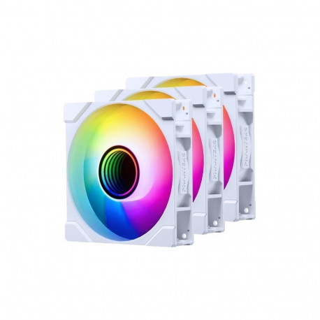 PHANTEKS ventilaatorid M25 Gen2 PWM D-RGB, 3 tk, pööratud labadega, 120mm, valged