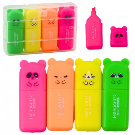 Zestaw Mini Zakreślacze Misie Kolorowe Plastikowe Etui 5szt