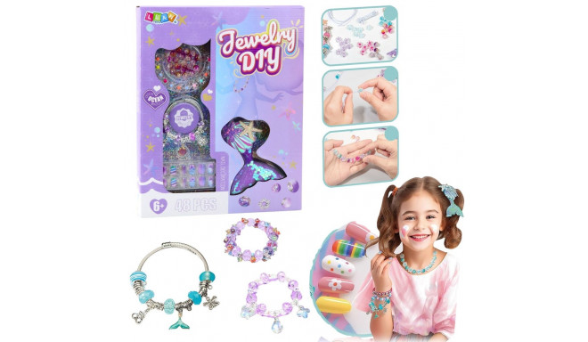 Zestaw Piękności Biżuteria Bransoletka Koraliki Spinka Syreni Ogon 48el