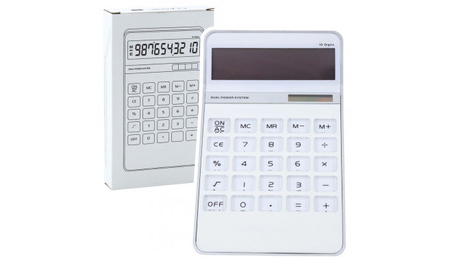 Kalkulator Biurowy Klasyczny 10D Wyświetlacz 10-Cyfrowy Solar Biały
