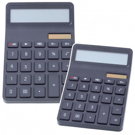 Kontori- ja koolikalkulaator 12-kohaline LCD-ekraan solar, must