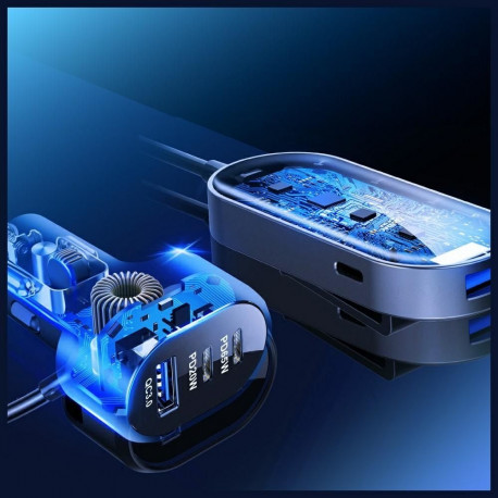 3MK Double autolaadija 135W PD QC PPS 2xUSB-A 4xUSB-C hall