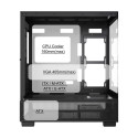 Gembird mängukorpus Fornax X550 akvaariumitüüpi, ATX, 2x USB 3.2 + 1x USB Type-C, must