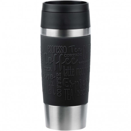 Emsa TRAVEL MUG Classic Thermo Mug (black/stainless steel, 0.36 liters)