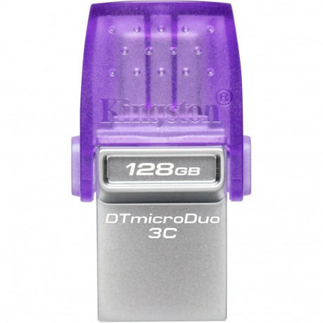 Kingston DataTraveler microDuo 3C 128 GB, USB stick (purple/transparent, USB-A 3.2 Gen 1, USB-C 3.2 