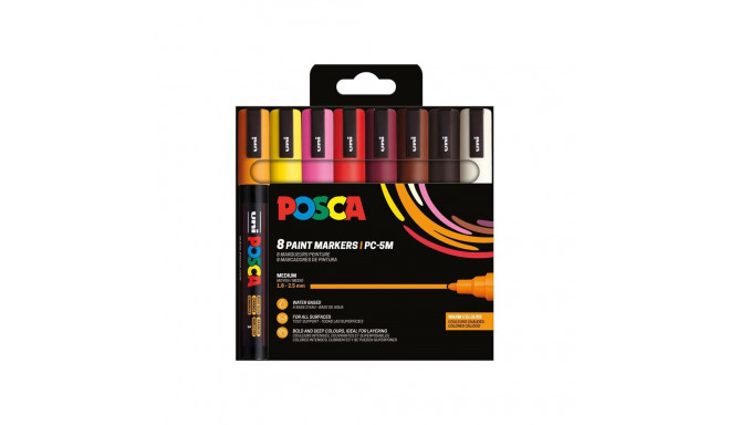 Marker UNI Posca PC5M, soojad toonid 8tk, 1,8-2,5mm