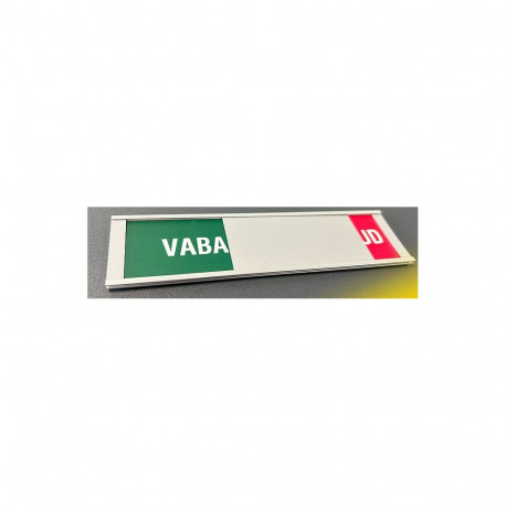 Uksesilt Liikuva osaga teavitussilt: VABA / HÕIVATUD - 170x45MM, Alumiiniumist, tagaküljel mahuline 
