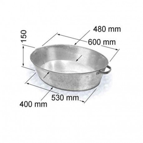 GALVANIZED TUB 27L 60X48X15CM