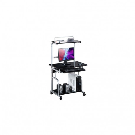 Techly Compact Multi-Function Computer Desk, Glossy Black ICA-TB 7800BK