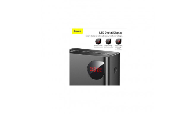 Baseus ADAMAN OVERSEAS EDITION 40.000 MAH DIGITAL DISPLAY 22.5W POWERBANK SIYAH Lithium 40000 mAh Bl