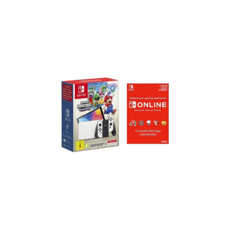 Nintendo Switch – OLED Model (White) + Super Mario Bros. Wonder + Switch Online Individual 12-Month