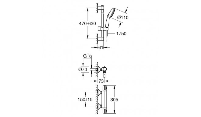 Shower set Grohe GTR800 34565002