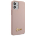 Guess GUHCP12SLSLMGLP iPhone 12 mini 5.4" hele roosa kõvakaaneline silikoonümbris kuldse logoga