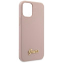 Guess GUHCP12SLSLMGLP iPhone 12 mini 5.4" hele roosa kõvakaaneline silikoonümbris kuldse logoga