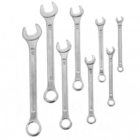 Klucz oczkowo-płaski, kpl. 8 szt., 6-19mm