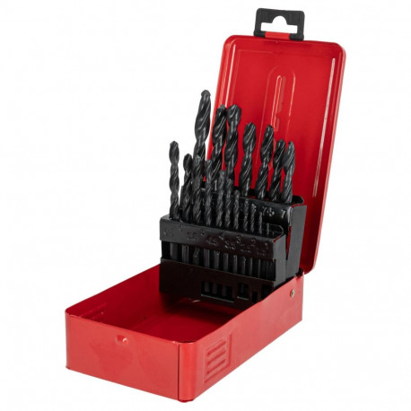 Wiertła do metalu kpl.19 szt. (1,0-10,0mm) pudełko metalowe
