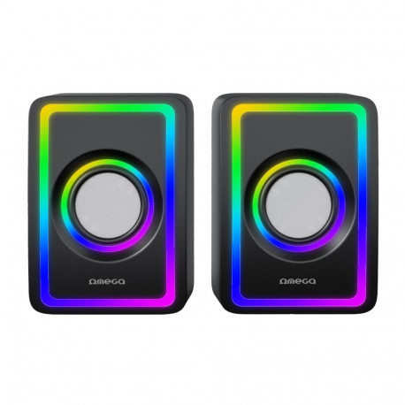 OMEGA SPEAKER GŁOŚNIK 2.0 6W RMS RGB USB 3.5 mm Audio Black Small Tower [46150]