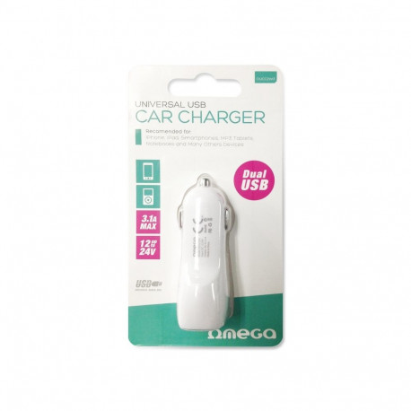 OMEGA CAR CHARGER 2xUSB 5V 3.1A WHITE [42670]